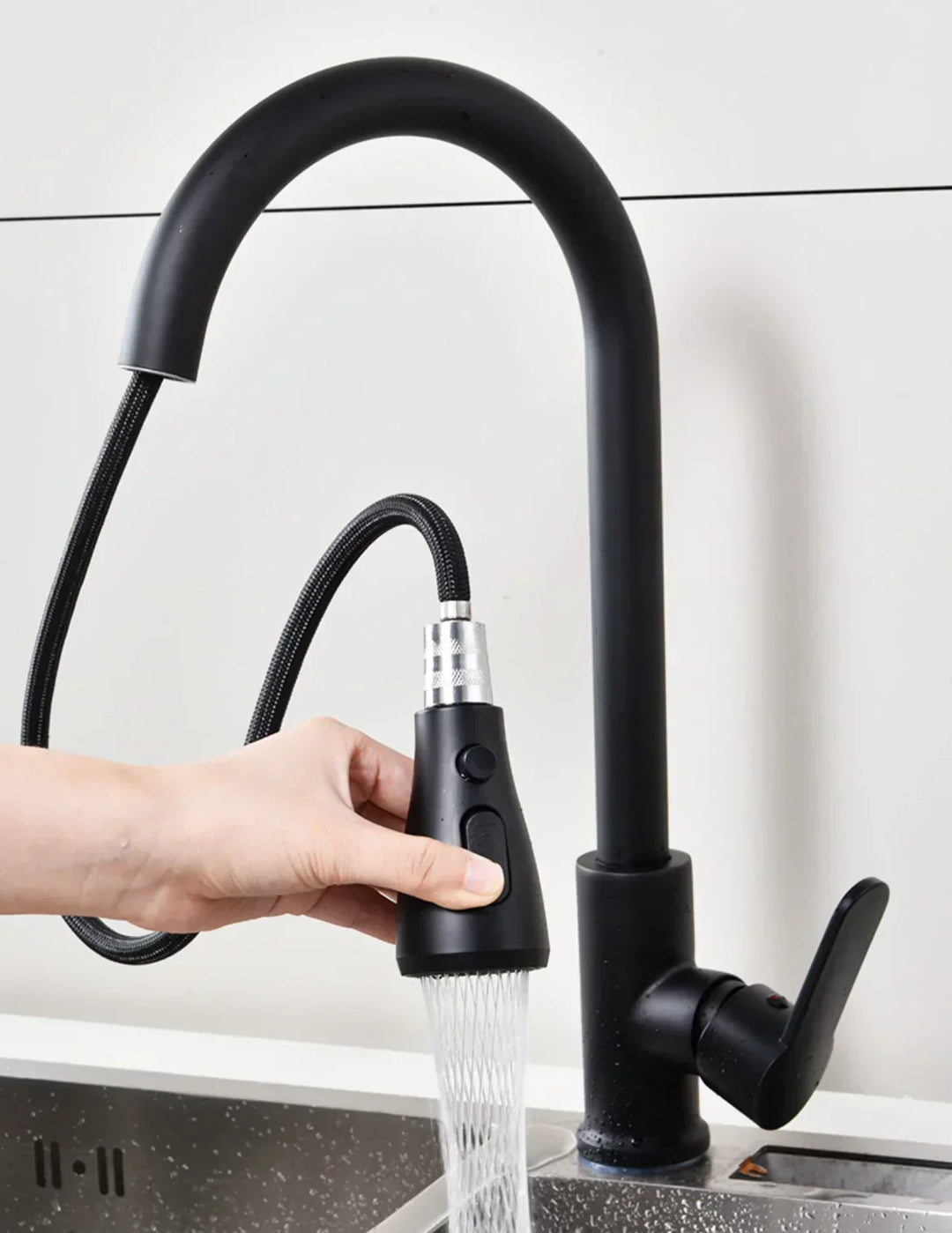 Lisslune | Kitchen faucet with pull-out spout – Brushed Nickel