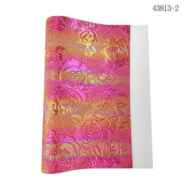 Lisslune | Elegant Rose Embossed Synthetic Leather Craft Sheets for Creative Projects