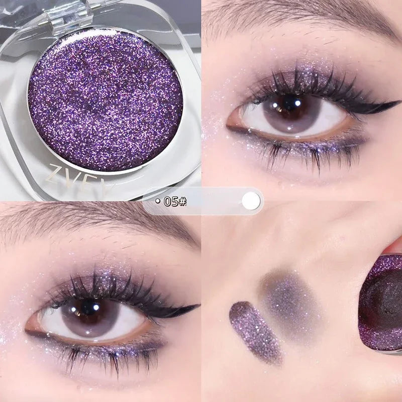 Lisslune | Lila Blau Glänzende Lidschatten-Palette Schimmer Perle Zerbrochene Diamanten Lidschatten Aufhellen Auge Klarer Glanz Makeup Lidschatten-Palette