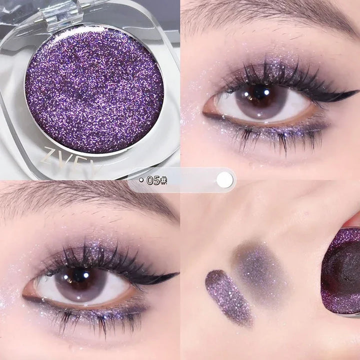 Lisslune | Lila Blau Glänzende Lidschatten-Palette Schimmer Perle Zerbrochene Diamanten Lidschatten Aufhellen Auge Klarer Glanz Makeup Lidschatten-Palette
