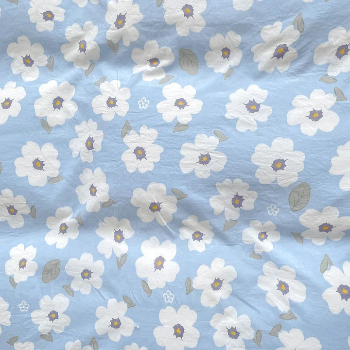 Rynx | Pastoral Girl Bedding Sets Soft Washed Cotton Bedding Princess Comforter Sheets Simple White Flower Bedspread Home Textiles