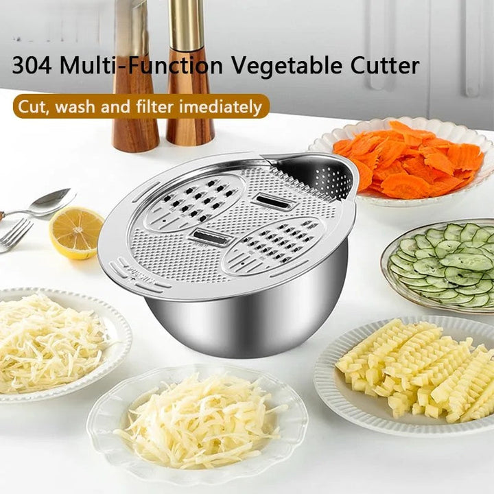 Lisslune | All-in-One Stainless Steel Kitchen Drain Slicer Bowl