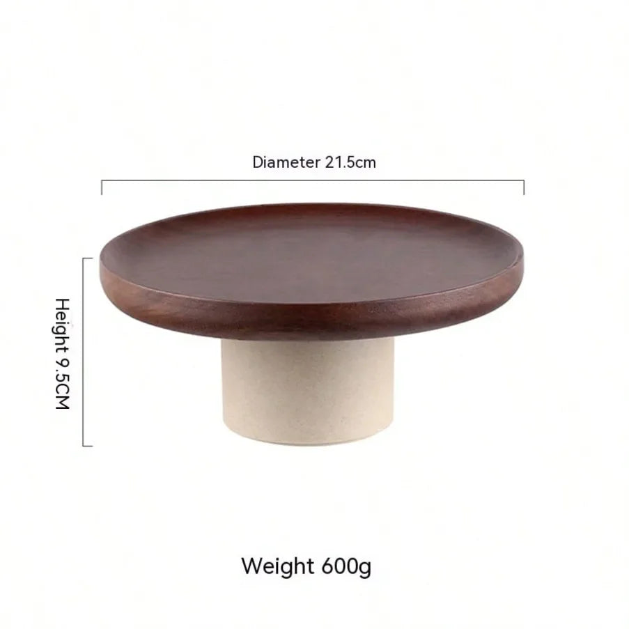 Rynx | Japanese Cake Fruit Plate Wooden Egg Holder Dessert Storage Rack Ceramic High Foot Snack Decorative Plate Kitchen Accessories