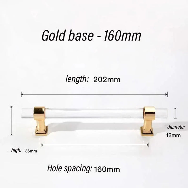 Lisslune | Luxurious gold acrylic drawer knobs with crystal embellishments - Stylish cabinet handles