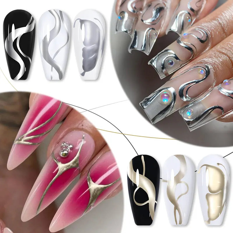 Rynx | 5ML Silver Metallic Painter Liner Gel Nail Polish Super Bright Mirror Drawing Gel Semi Permanent Line French Nail Art