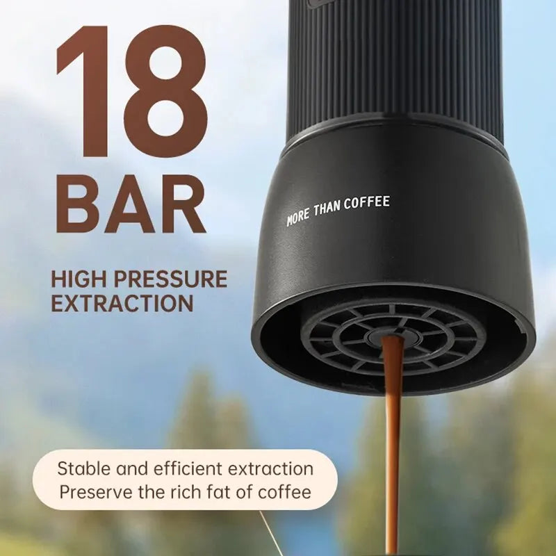 Lisslune | Portable Coffee Machine 18 Bar, Hand Pressure Operation, ZZUOM CM101, Compact Extraction for Outdoor Camping Travel Use