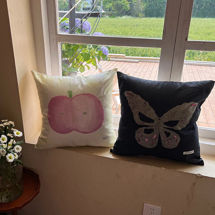Rynx | Korean style butterfly cushion cover cute cartoon apple decorative embroidery cushion cover cushion cover for home studio 45x45cm