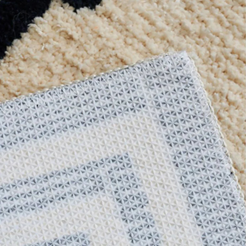 Rynx | Tufting Stripe Nightstand Rug Soft Geometric Black White Bath Mat Bedroom Rug Dressing Mat Floor Cushion Aesthetic Home Decor