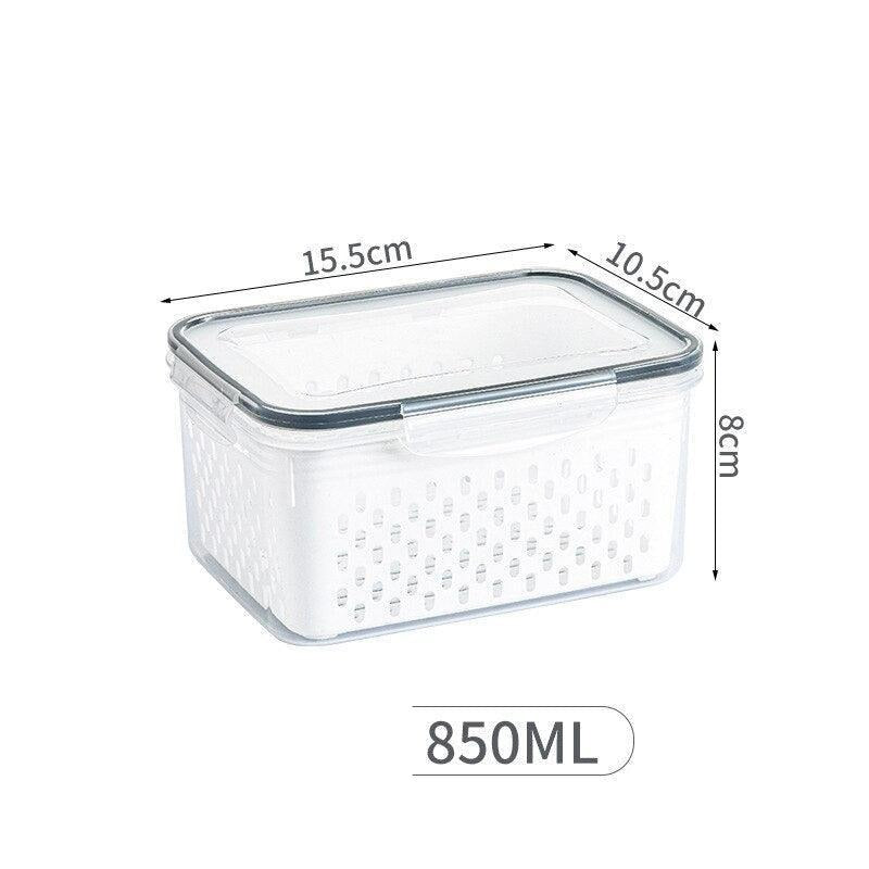 Lisslune | Refrigerator Storage Container with Draining Tray and Clear Lid for Organized Fruits and Vegetables