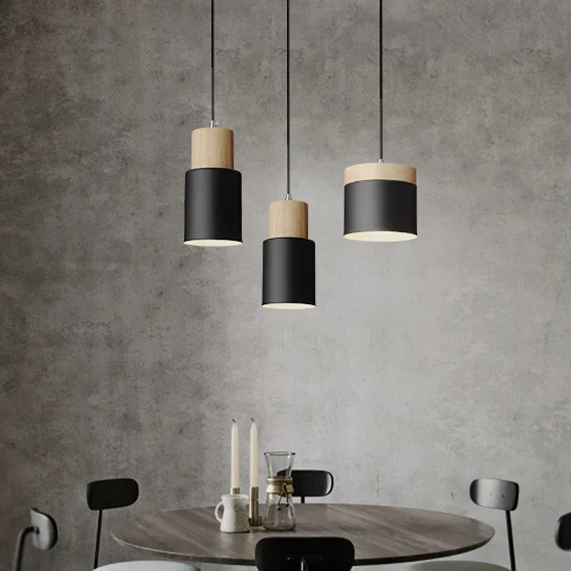 Lisslune | Nordic LED Pendant Lights Made of Metal and Wood - Modern Hanging Lamps for Dining Room and Kitchen