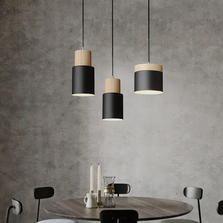 Lisslune | Nordic LED Pendant Lights Made of Metal and Wood - Modern Hanging Lamps for Dining Room and Kitchen