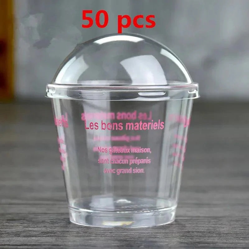 Lisslune | Elegant clear dessert cup collection with lids and spoons - Perfect for ice cream, yogurt, and mousse