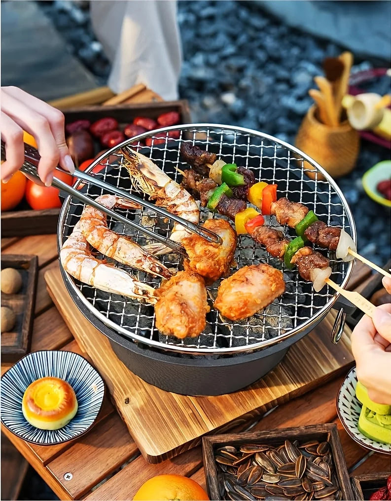 Lisslune | Rundgrill, tragbarer Campingkocher, Picknickgrill, Familiencamping, Desktop kleiner Kohlen-Grill