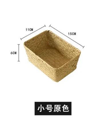 Lisslune | Natural Seaweed Laundry Basket with Lid - Stylish Basket for Bath Items, Cosmetics, and Towels