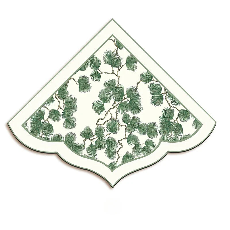 Rynx | Chinese Kitchen Corner Rug Floral Leaf PVC Rug Fan-Shaped Irregular Doormat Retro Elegant Water-Absorbent Doormat Rug