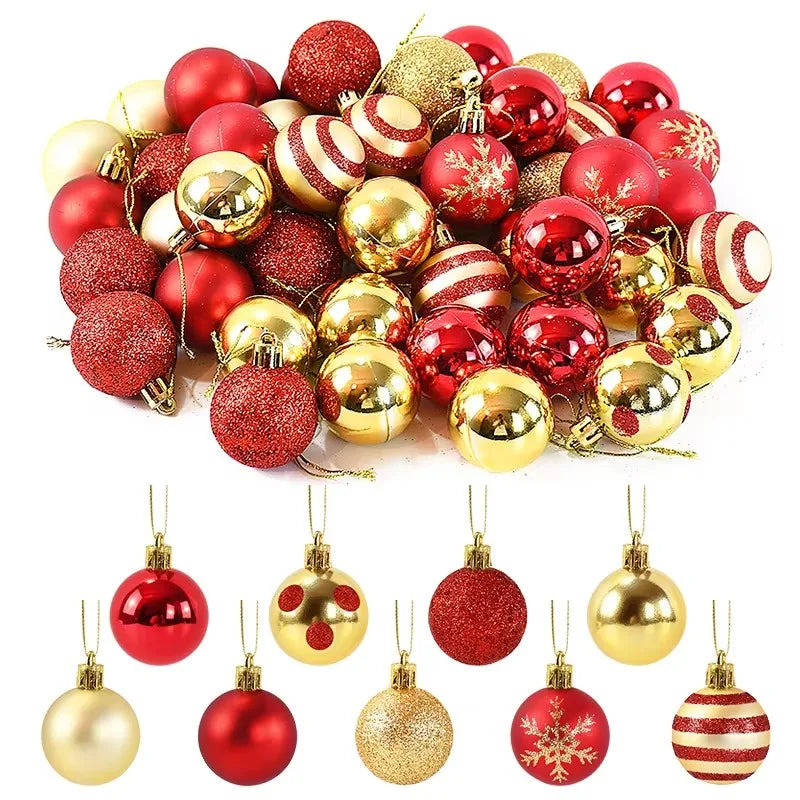 Rynx 50pcs/box 4cm Christmas balls ornament Xmas tree hanging ball pendant 2024 Christmas decoration for home 2025 New Year gifts