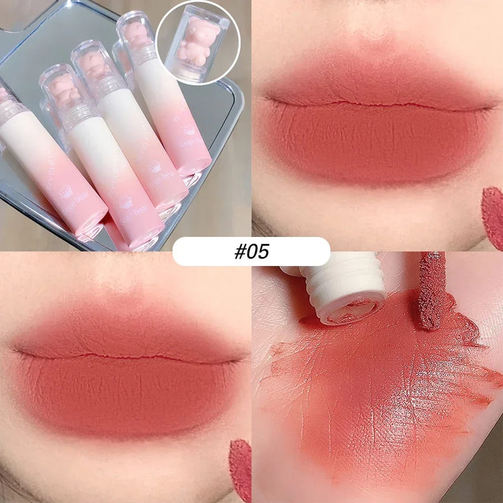 Rynx | Sweet Bear Velvet Lip Gloss Girl Matte Lip Glaze Waterproof Durable Chestnut Brown Lip Mud Korean Makeup Liquid Lipsticks