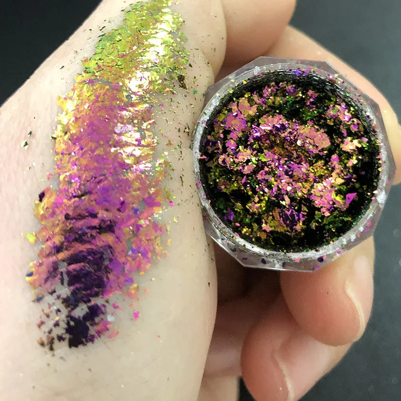 Rynx | 1 Glass Chameleon Nail Flakes Irregular Aluminum Foil UV Gel Polish Nail Sequins Paillettes Manicure Art Decoration Glitter Powder
