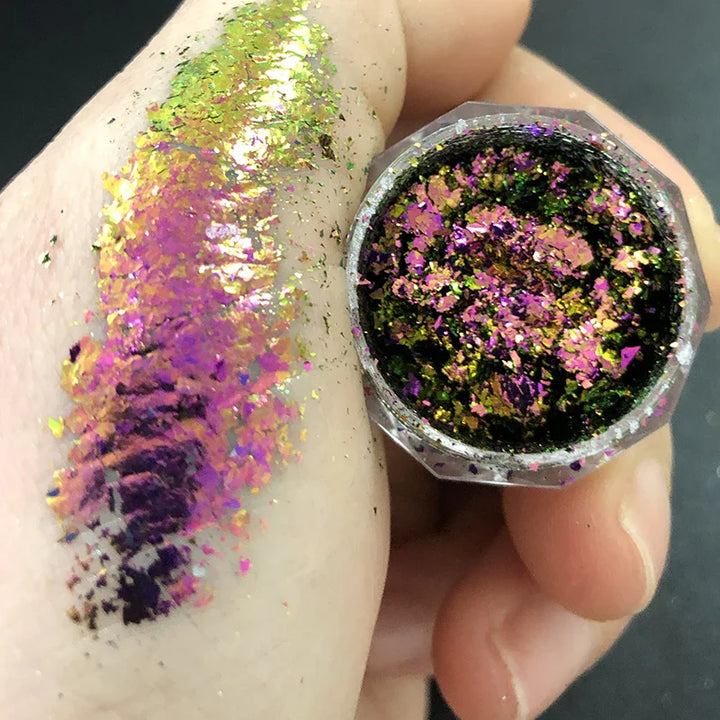 Rynx | 1 Glass Chameleon Nail Flakes Irregular Aluminum Foil UV Gel Polish Nail Sequins Paillettes Manicure Art Decoration Glitter Powder