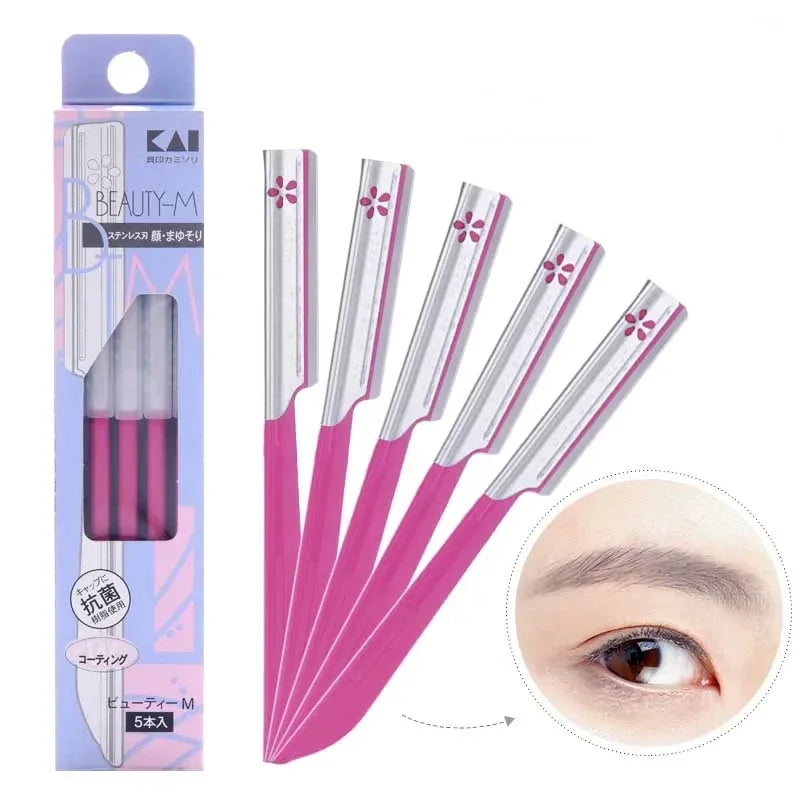 Rynx | 5pcs Eyebrow Epilator Sets Facial Razor Portable Stainless Steel Hair Removal Safety Eyebrow Trimmer Women's Makeup Tools