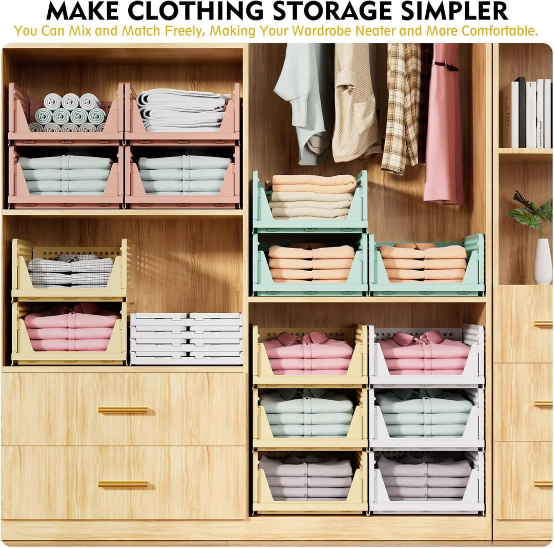 Lisslune | 5-Pack Stackable Foldable Closet Storage Boxes – Liora