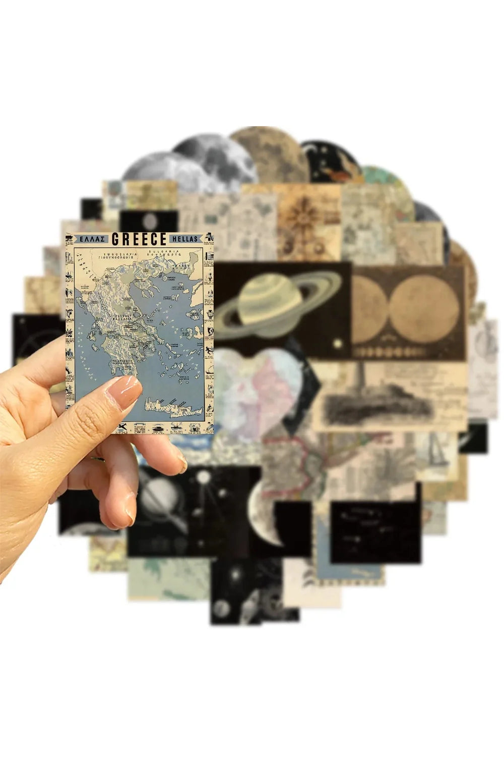 Lisslune | Planet map scrapbooking stickers