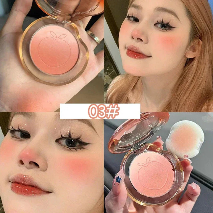 Rynx | Peach Pink Blusher Matte Purple Cheek Color Blush Make-up Durability Brightness Face Silky Smoothness Blush Powder Palette Cosmetics