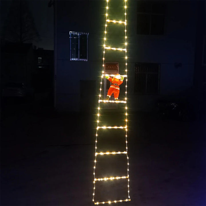 Rynx 3M Santa Claus Climbing Ladder Warm Light 2024 Christmas Decoration for Home Outdoor Garden Christmas Tree Ornament New Year Gift