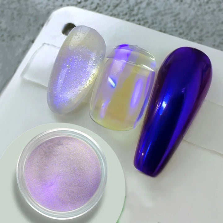 Rynx | Neon Rainbow Chrome Glitter Nails Aura Clear Mirror Effect Neon Chameleon Nail Powder for Manicure Decoration Friction Dust