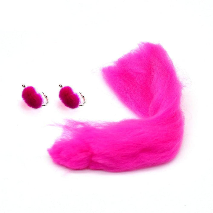 Lisslune | Vibrant Rose Red & Green Trout Fishing Egg Fly Yarn Set - Premium 5-Pack