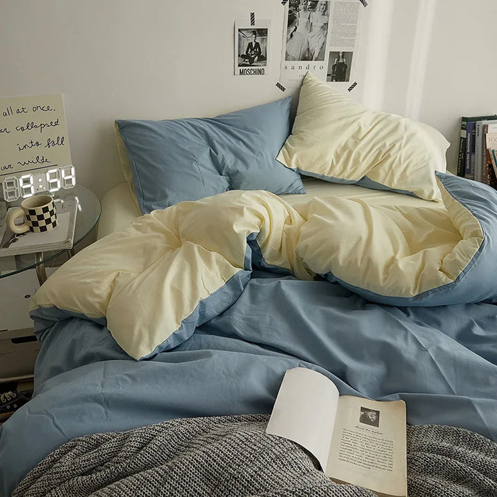 Rynx | Bedding set in double style color washed cotton bed sheet duvet cover 3-piece set bedspread set queen king size