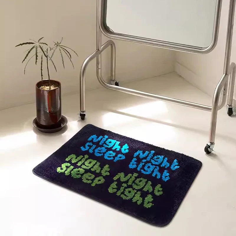 Rynx | Chic Tufting Letters Bathroom Mat Soft Bath Mat Floor Mat Living Area Rug Non-Slip Hallway Rug Aesthetic Home Decor 40x60cm