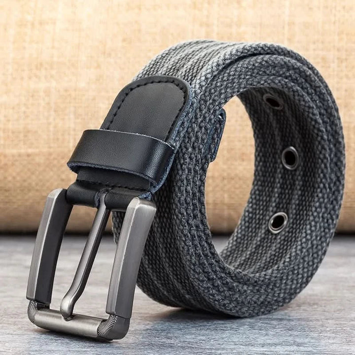 Lisslune | Men’s Canvas Belt – Adjustable Casual Striped Waistband