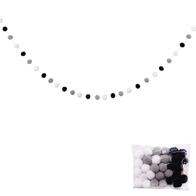 Rynx 2.5Meter Colored Pom Pom Pendant Light Garland Ins Nordic Series Wool Felt Ball String DIY Handmade Kids Room Decoration