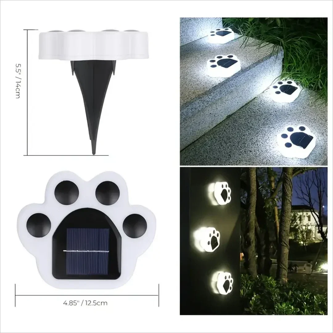 Lisslune | Glowing Paw LED Solar Pathway Outdoor Lights