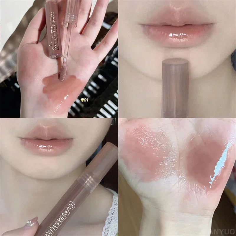 Rynx | Chocolate lip gloss long-lasting moisturizing dark brown lip lacquer transparent glass mirror water liquid lipstick clear makeup