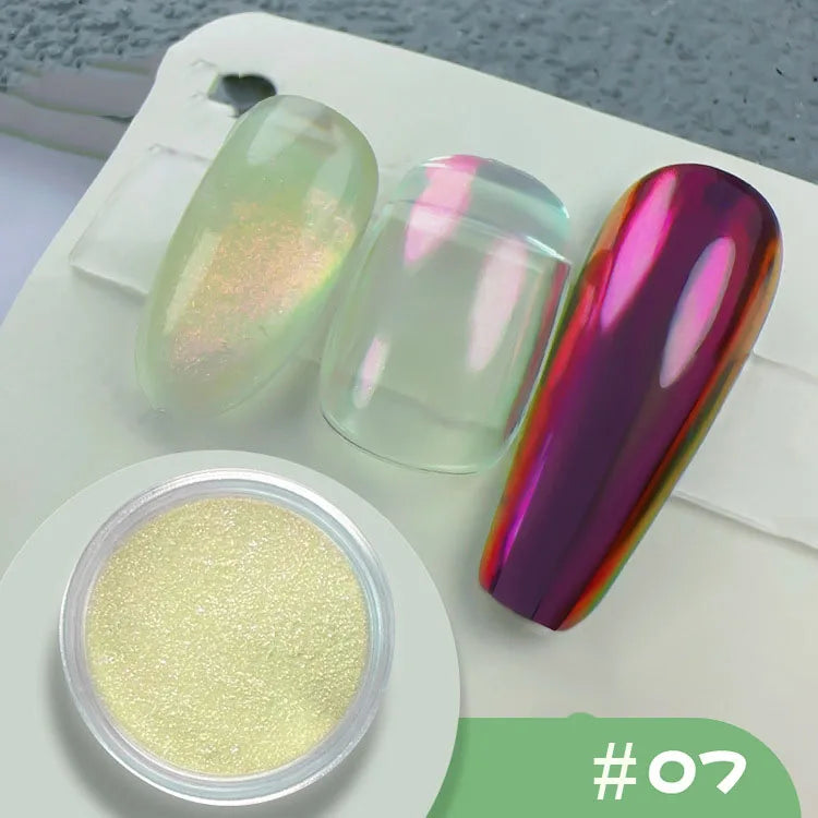 Rynx | 1jar Chrome Chameleon Aurora Nail Powder Metallic Effect Nail Glitter Pigment Mirror Nail Rubbing Dust Gel Nail Polish Accessories