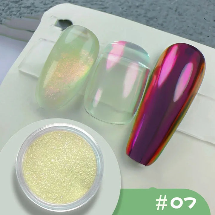 Rynx | 1jar Chrome Chameleon Aurora Nail Powder Metallic Effect Nail Glitter Pigment Mirror Nail Rubbing Dust Gel Nail Polish Accessories