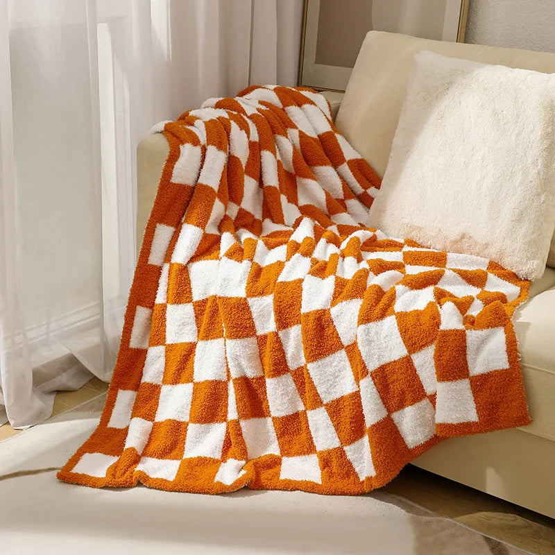 Rynx | Textile City Ins Nordic Sofa Blanket Checkerboard Fabric Velvet Throw Blanket Home Sofa Cover Knit Blanket 150x200cm