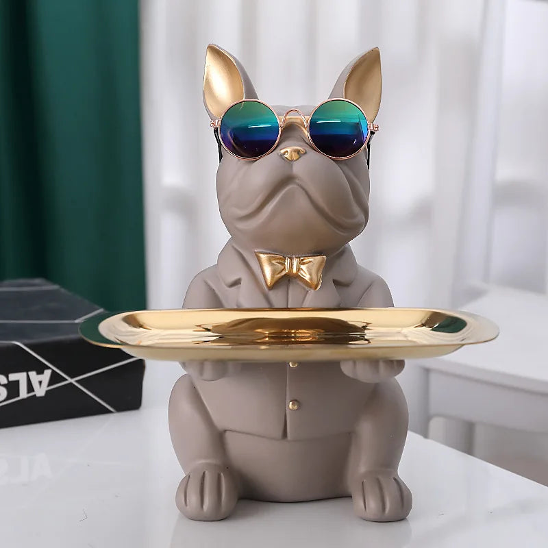 Lisslune | French Bulldog Figurine with Tray for Stylish Decoration