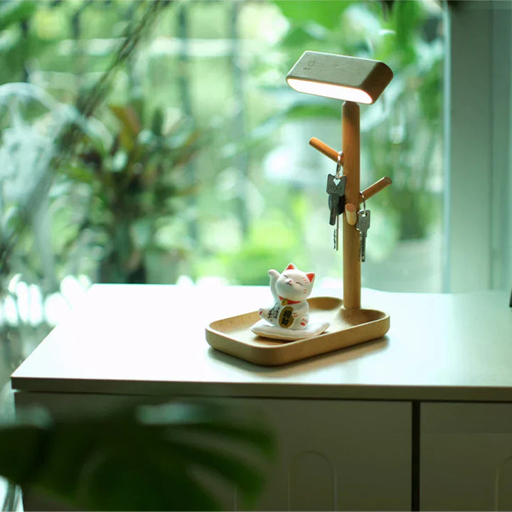 Lisslune | WoodGlow - Wood lamp with storage and charging station