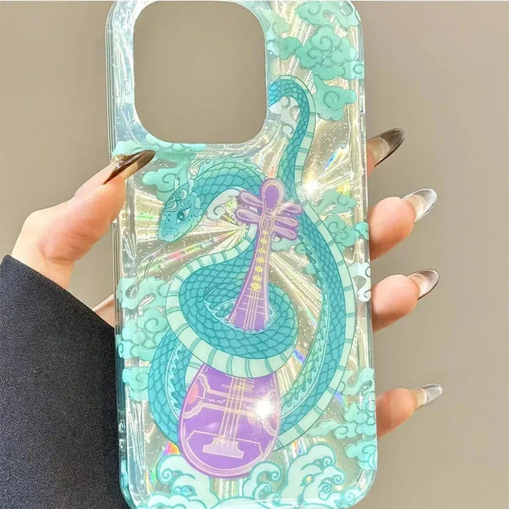Lisslune | Grüner Schlangen-Spieler am Klavier Handyhülle für iPhone 16 Pro Hüllen iPhone 15 14 13 12 11 Pro Max XS X XR 7 8 Plus Klare weiche Hülle