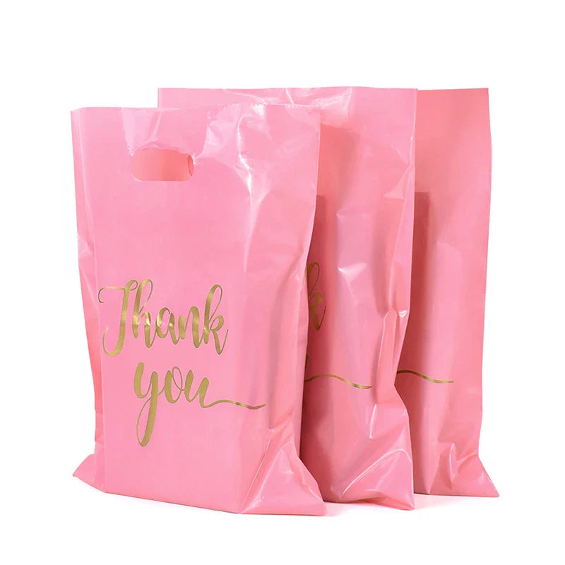 Rynx 10pcs Thank You Gift Bags for Wedding Birthday Bachelor Party Gift Packaging Plastic Goodie Treat Bag Small Business Supplies