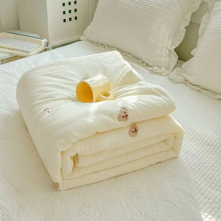 Rynx Super Soft Double Layer Yarn Summer Blanket Skin-Friendly Breathable Lightweight Blanket for Kids Adults Comforter Summer Blankets