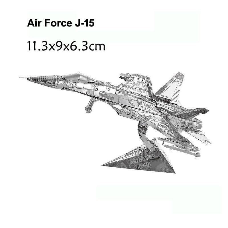 Lisslune | Stainless Steel 3D Jet Fighter Model Building Kit - Engaging DIY Puzzle for All Age Groups