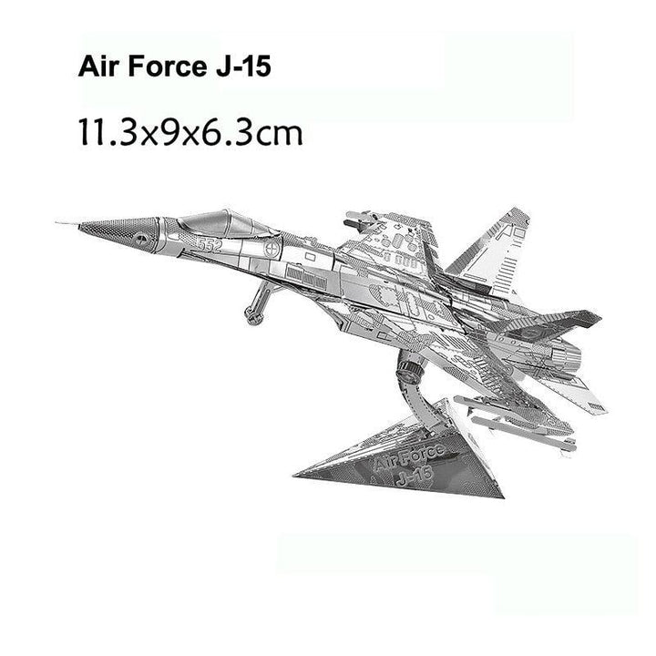 Lisslune | Stainless Steel 3D Jet Fighter Model Building Kit - Engaging DIY Puzzle for All Age Groups