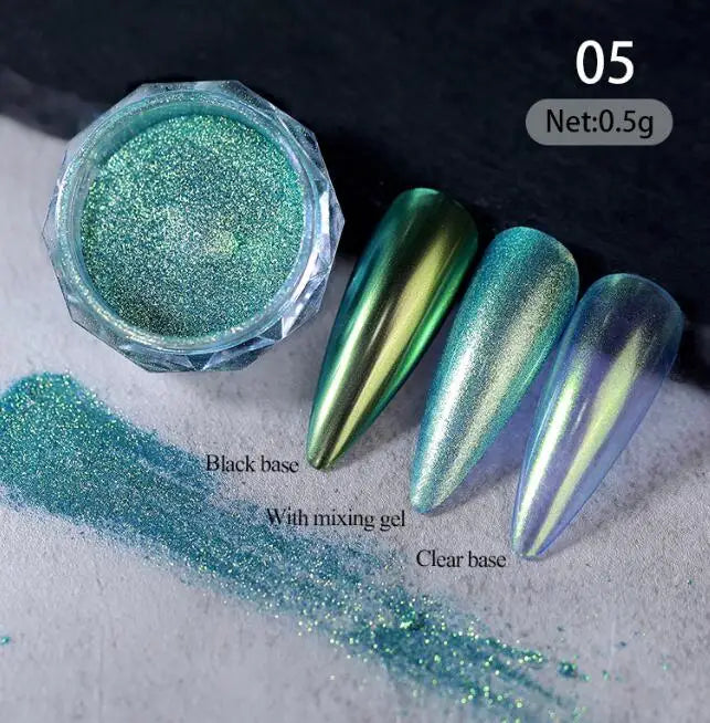 Rynx |1Jar Aurora Chameleon Snowflake Ultra-Thin Iridescent Nail Sequins Holographic Opal Eyeshadow Ice Glitter Nail Chameleon Flakes