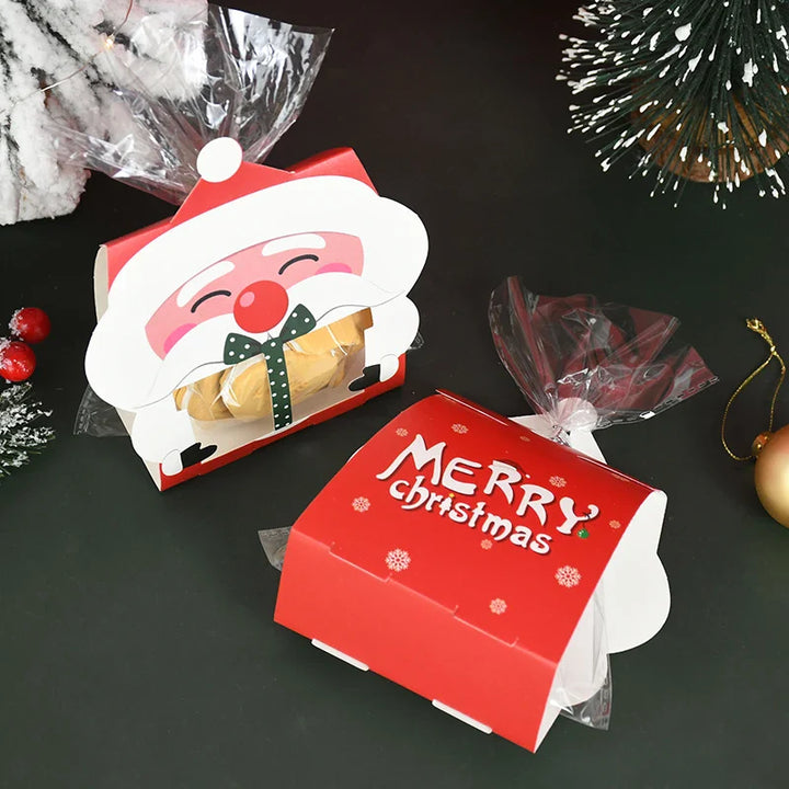 Rynx 8/16 Pieces Christmas Santa Cookie Bag Sweets Box Nougat Gift Packaging Accessories Xmas New Year Party Decoration Kids Gifts