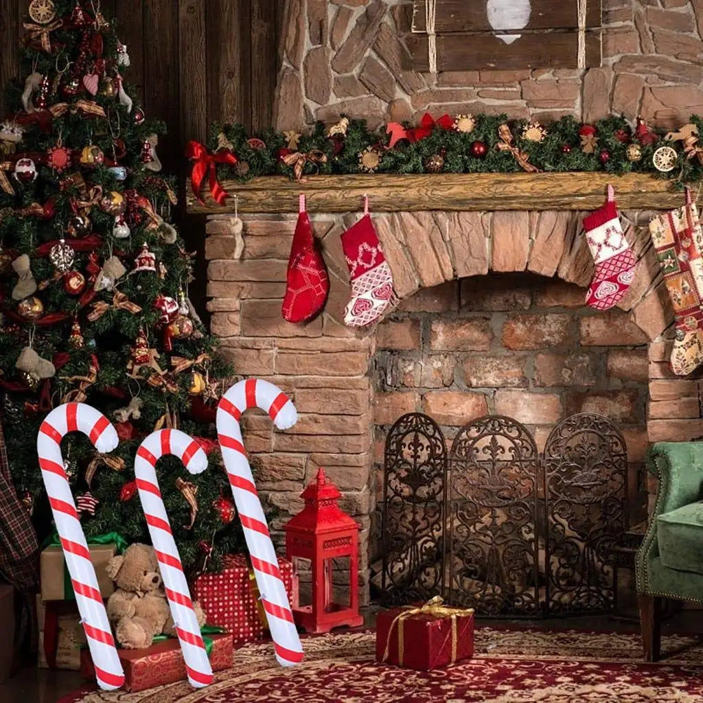 Lisslune | CandyFest Inflatable Christmas Candy Canes – Set of 4 PVC Decorations of 87 cm