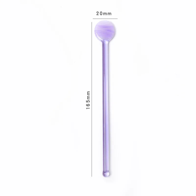 Rynx | Sweet Colored Glass Long Handle Stirring Spoon Coffee Milk Dessert Ice Spoon Colored Transparent Glass Spoon